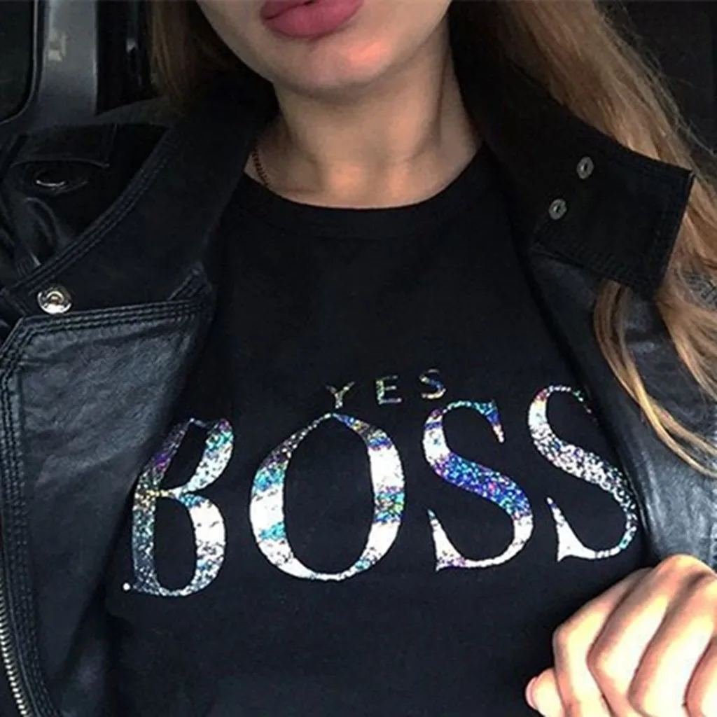 Женская Осенняя толстовка с блестками и надписью «Yes Boss», Женская толстовка с капюшоном, пуловер с длинным рукавом в стиле Харадзюку, джемпер, Sudadera Mujer