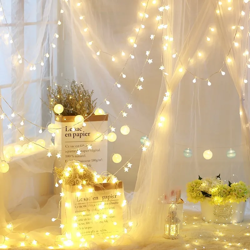 10M Light String LED Star Ball Lamps Plug AC 110V/220V Outdoor Indoor Garland Garden Decor for Christmas Wedding New Year Party | Освещение