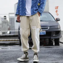 Уличные мужские брюки в стиле хип-хоп, с вышитыми буквами, контрастный цвет, сшитые комбинезоны, Мужские штаны в стиле хип-хоп, мужские брюки