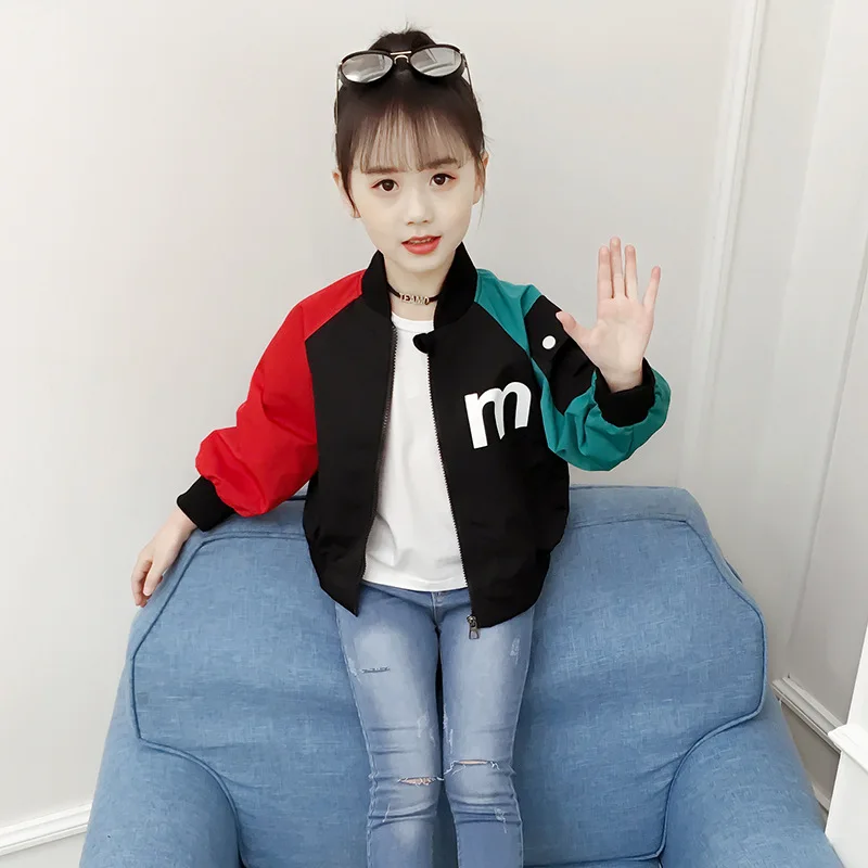 

Girls Assembled Casual Jacket 2019 Spring Clothing New Style Big Boy Versitile Fashion Western Style Mixed Colors Coat Fashion