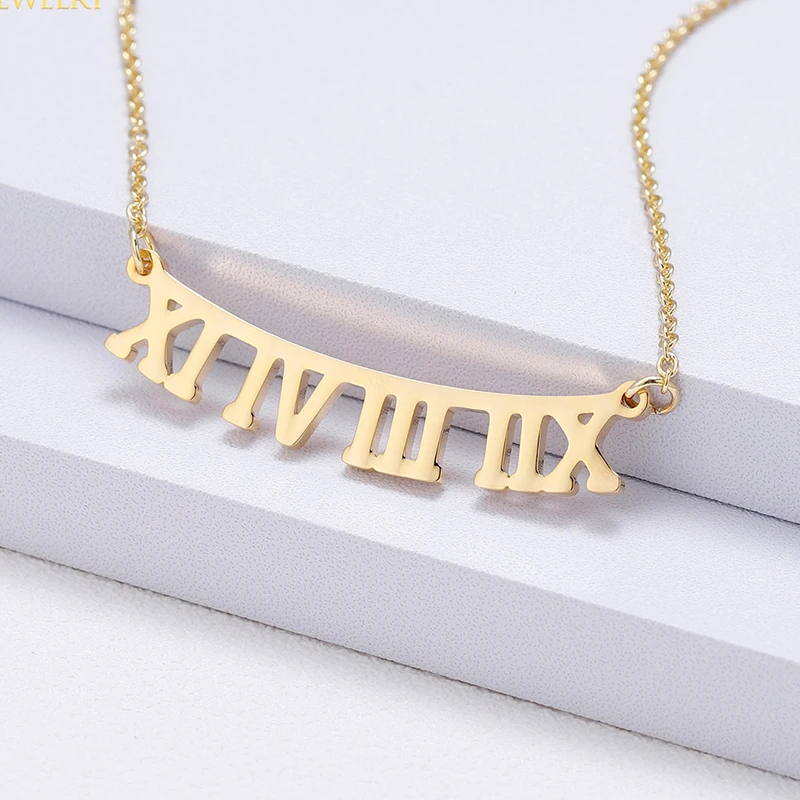 Personalized Christmas Gift Monogram Necklaces Coordinates Necklace Initial Necklace Roman Numeral Necklace Name Necklaces