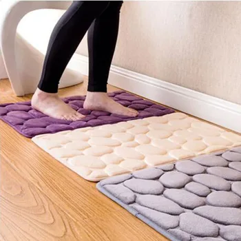 

Cobblestone Embossed Carpet Bedroom Mat Stone Pattern 3d Door Mat Kitchen Bathroom Water Absorption Anti-Slip Mat