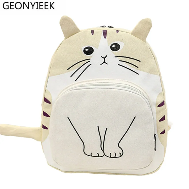 Mochila estampada de gato 3D para mujer, Mochila de lona de gran capacidad, Mochila escolar para niña adolescente
