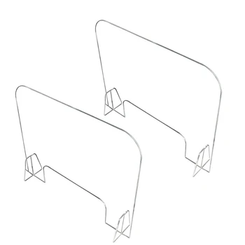 

2Pcs Desktop Plexiglass Sneeze Guard Acrylic Clear Barrier Divider Plexiglass Shield