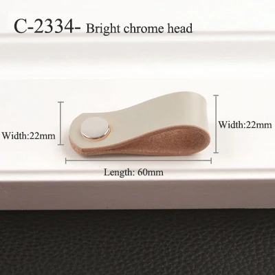 C-2334-bright Chrome Смешанные Оптовые латунные+ кожаные ручки для мебели/ручки и ручки для дверей шкафа, комода, ящика, чемодана, ручки с винтами - Цвет: C-2334-bright Chrome