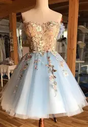 Cute Short Flower Applique Prom Dress Fairytale Honeymoon Tulle Skirt Floral Event Wear Party Gown Custom Made Plus Size abiye m