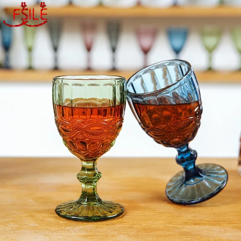 Стеклянный бокал для вина утолщенный цвет без свинца шампанского Европейский
