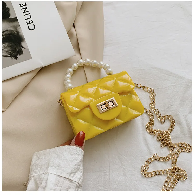 Dikaril Women Mini Handbag New Elegant Shoulder Messenger Portable Chain Bag Girl Cute Bag Pearl Crossbody Rhombus Small Bags
