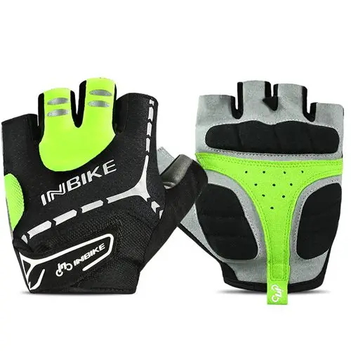 INBIKE дышащие велосипедные перчатки Мужские Женские Спортивные Перчатки для фитнеса велосипедные перчатки скалолазание Мотоциклетные Перчатки запчасти для велосипеда Ciclismo - Цвет: Зеленый