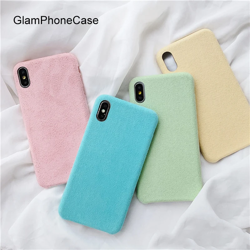 GlamPhoneCase простой плюшевый тканевый чехол для iPhone X XS Max XR Мягкий силиконовый чехол для iPhone 7 8 6 6s Plus чехол