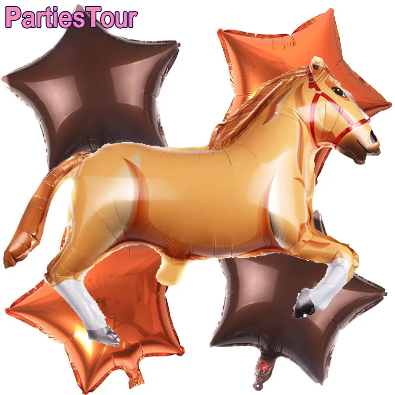 8 Pieces 30 Inches Cowgirl Balloon Horse-Shaped Balloons Aluminum Foil Horse Balloon Horse Themed Party Balloons Horse Themed Balloon Decorations for Birthday Baby Shower Cowboy Party