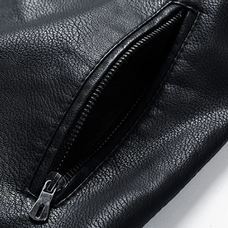 Осенняя Новая корейская модная мужская флисовая кожаная куртка Slim Fit Pu куртка-бомбер мужская черная кожаная байкерская куртка с воротником-стойкой M-3XL