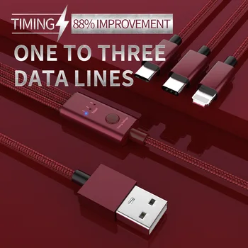 

3 in 1 data cable charging line Typec Android smart timing one for three data lines for Apple