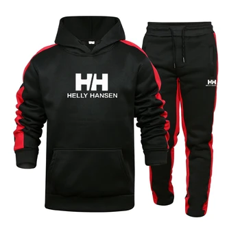 

Helly Hansen- Men Autumn Hoodies Tracksuit Set Male Sweatshirt Sweatpants Multi-pocket Fashion Trousers High Street Jackets Sets
