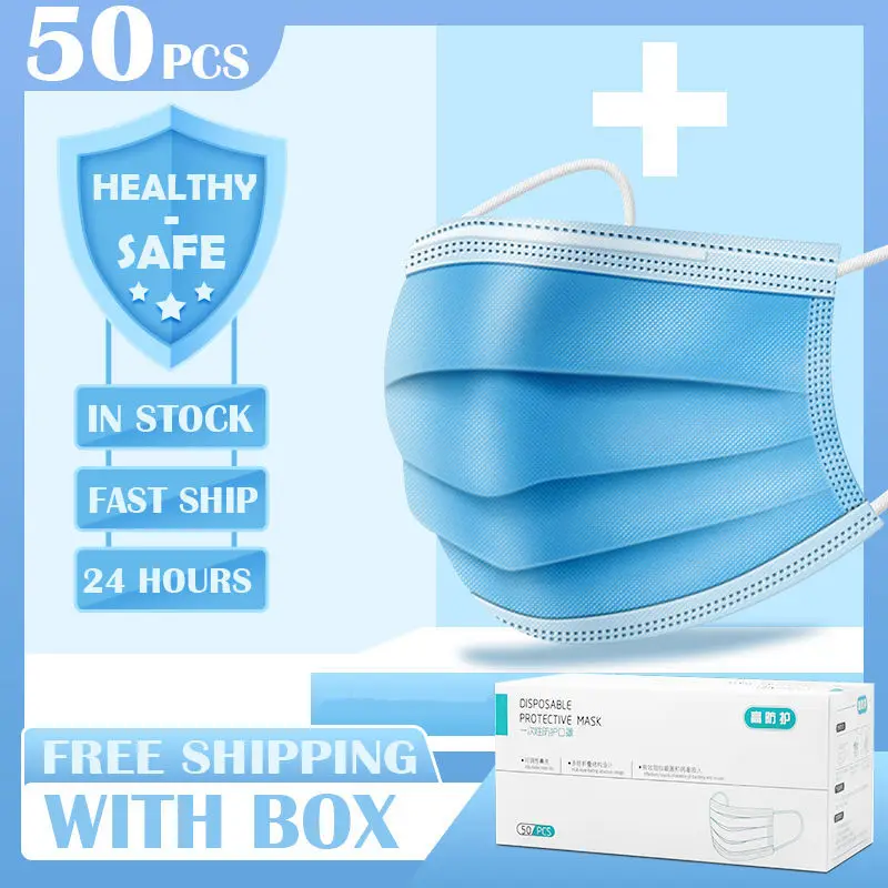 

Face Mask Anti-Pollution 3 Layer dust protection Adult Medical masks Elastic Ear Loop Disposable Dust Filter Safety Mask