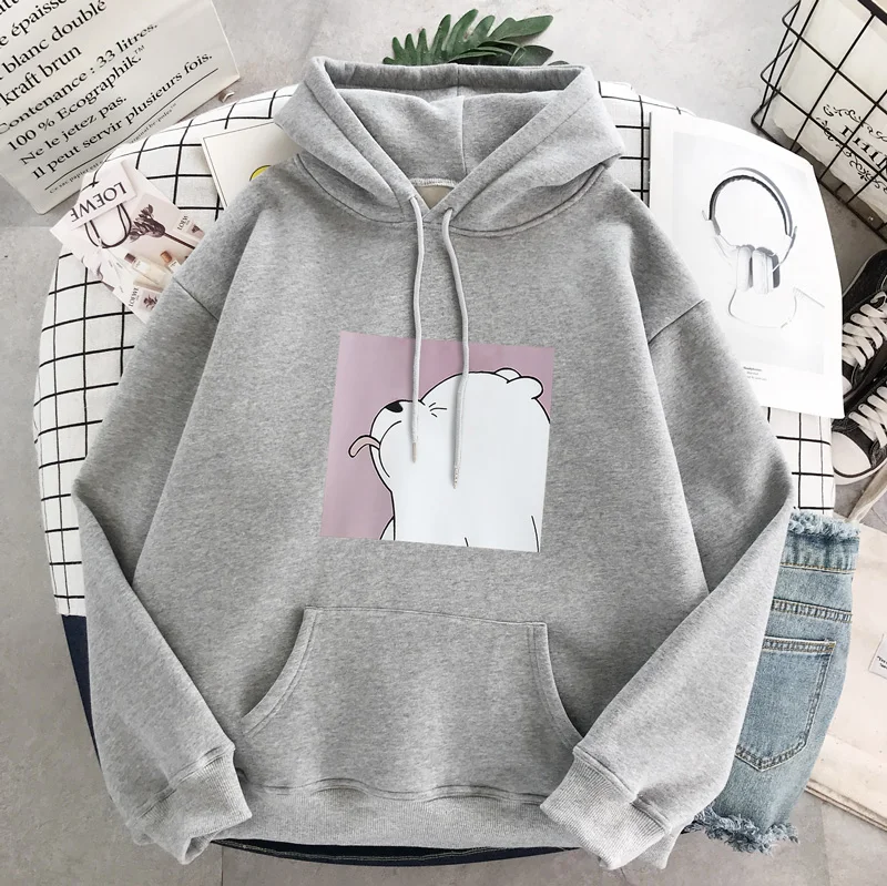 Серый Харадзюку плюс бархат Винтаж kpop Толстовка Ulzzang Топ Женская Корейская версия свободный большой размер одежда дропшиппинг толстовка одежда - Цвет: Серый