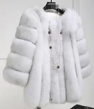 Vetement Women's Winter Vetement Overcoat Artificial Fur Coat Fake Fox Fur Stitching Femme Jacke Casual Furry Outwear AR99