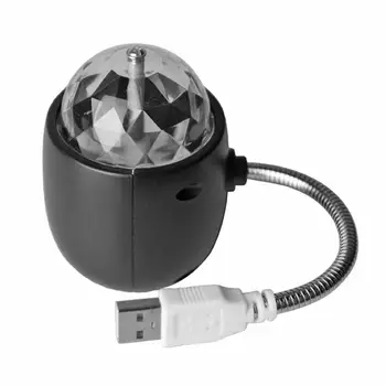 

W530 USB LED Colorful Rotating Stage Light Crystal Magic Ball Party DJ Disco KTV Lamp Round and Square Black Appearance