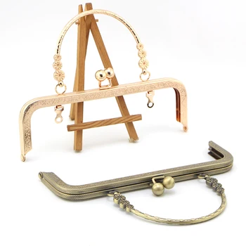 

K678 no hole square handle 20CM screw purse frame embossing DIY Kiss lock bag Hardware accessories