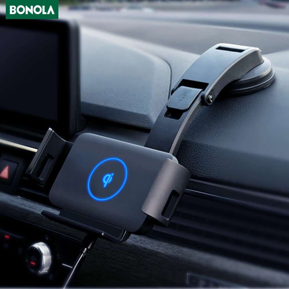 Bonola Automatic Clamping Wireless Car Charger Mount for iPhone 11 XR 8 Plus Car Wireless Charger for Samsung S20 Plus Note 20