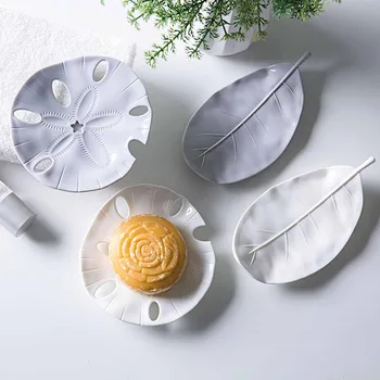 

Creative Soap Dish Tray 4 Style Simple Design Leaf Shape Soap Box Drain Rack Soap Jewelry Holder Tray Bathroom Supplies