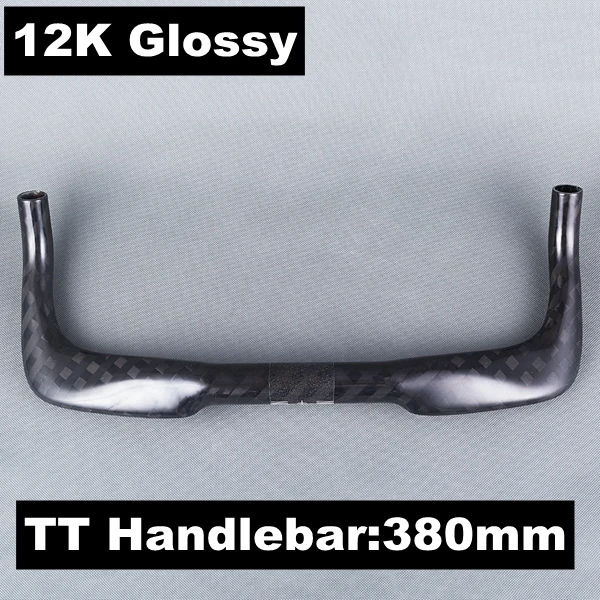 TT Handlebars 380MM Без логотипа, глянец, 12 K, углеродный руль TT, руль для отдыха, бар для триатлона, аэро-бар, велосипед, буллхорн, дорожный велосипед, TT бар - Цвет: TT Handlebars 380MM