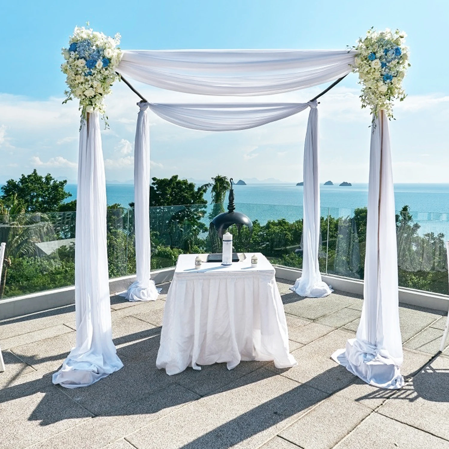 2pcs, viola matrimonio arco drappeggio tessuto tende in chiffon tende per  fondale 18FT arco tende matrimonio