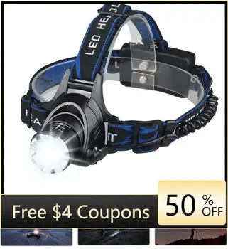 

Led Headlamp- 7 Modes Zoomable Super Bright LED Headlight With Rechargeable Batteries