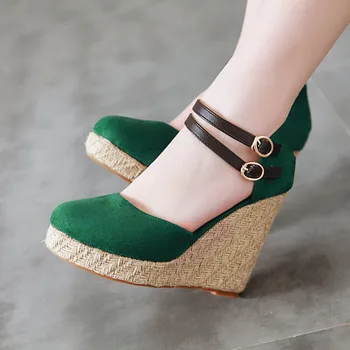 

Platform Wedge Sandals 2020 Sets Of Heels High Heels Gladiator Buckle With Mixed Color Summer Shoes Sandalias Mujer Big Size 43