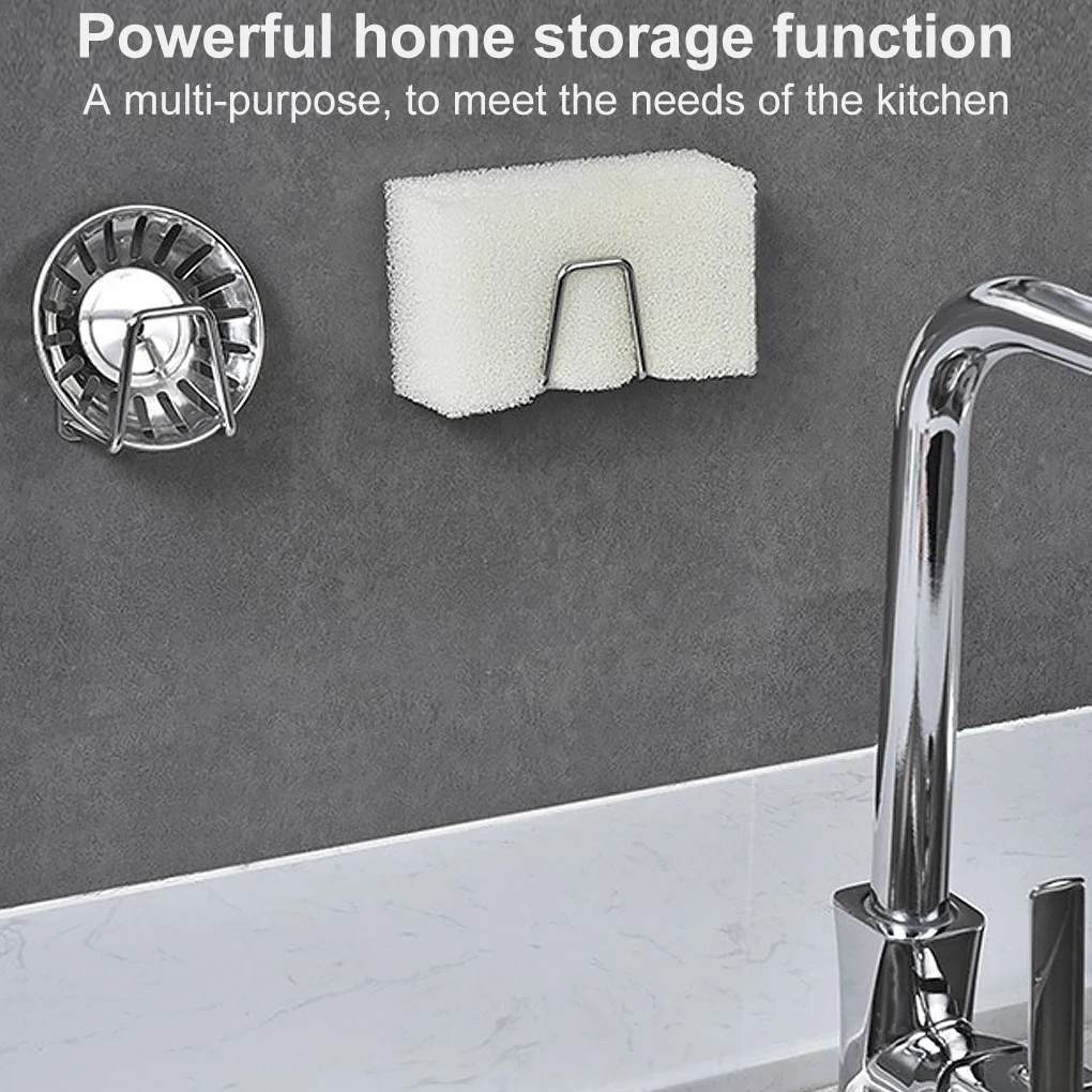 Kitchen Stainless Steel Sponges Holder Storage Rack Self Adhesive Sink Sponges Drain Drying Rack Kitchen Sink Storage Stand 3PCS