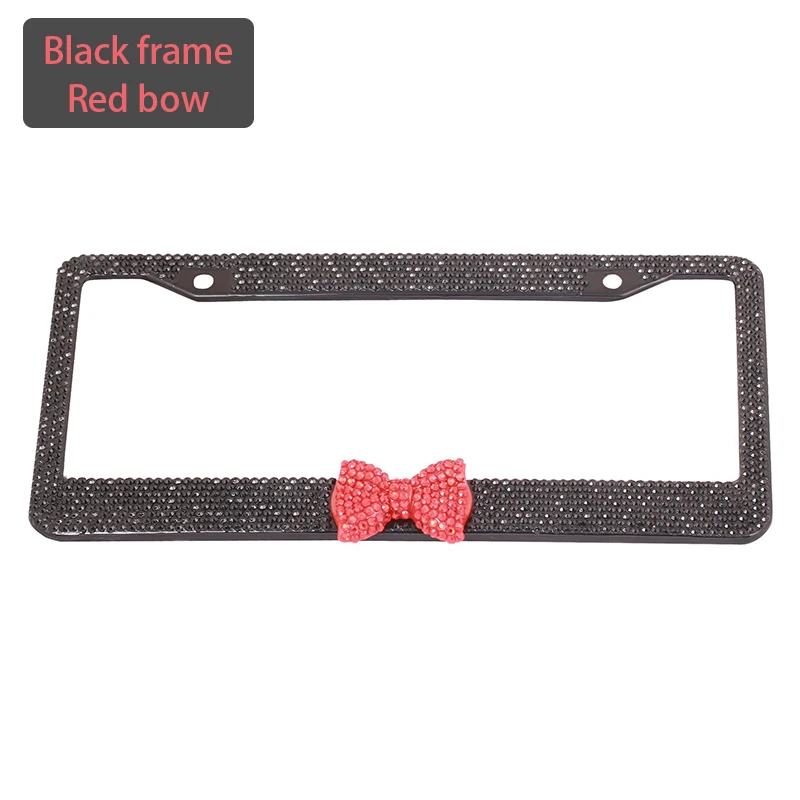 

Car Number Plate Frame Crystal Bowknot License Refit For American Number Plate Holder the Number Plated Shell Decoration