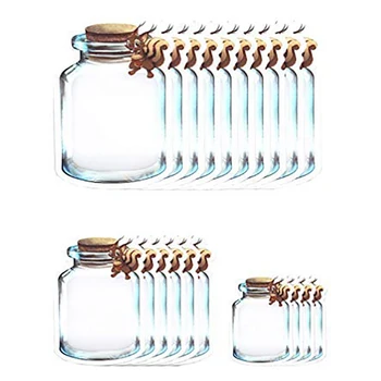 

60 Pcs Reusable Zipper Lock Food Storage Bags, Mason Jar Bags Kitchen Organizer Snack Saver Bag with Zipper