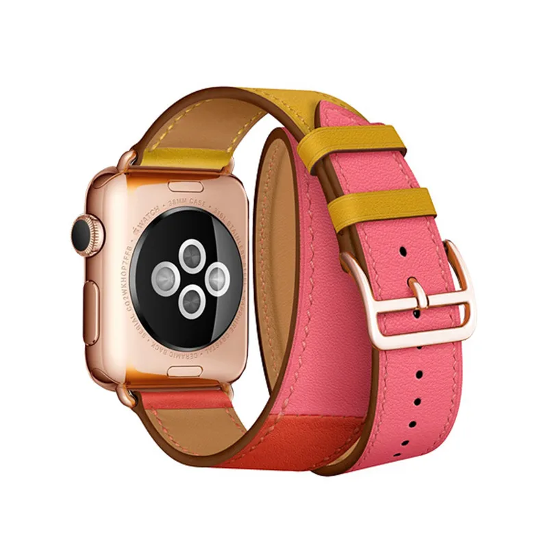 Ремешок с пряжкой из розового золота для Apple Watch, ремешок 38 мм, 42 мм, 44 мм, 42 мм, браслет из натуральной кожи, серия 4, 3, 2, 1