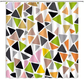 

Triangle Bathroom Shower Curtain Color Geometric Triangle Shower Curtain Home Decor Fabric Bathroom Curtain