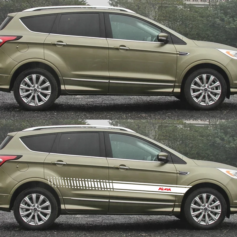 Дверные боковые юбки в полоску для Ford автомобильное Kuga Стайлинг кузова Декор Стикеры Авто аксессуары виниловые наклейки