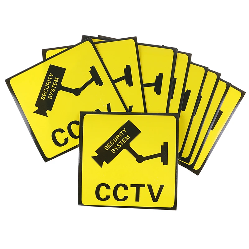 10pcs Waterproof Sunscreen PVC Home CCTV Video Surveillance Security Camera Alarm Sticker Warning Decal Signs warning stickers warning decal