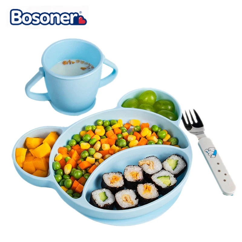 

Silicone Baby Bowl Feeding Set Waterproof Breakfast Nursing Feeding Tableware Bowls For Boys Kids Silicone Bottle