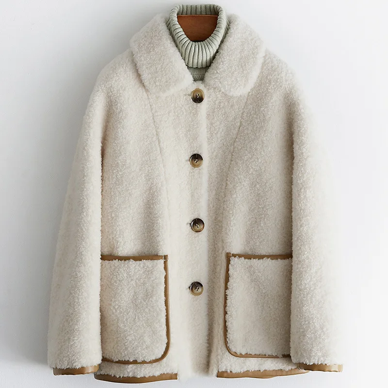 

Real Fur Korean Sheep Shearing Winter Coat 100% Wool Jacket Women Clothes 2019 Manteau Femme B19F28053 YY1171