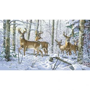Image 1 - Qualidade superior bela contagem ponto cruz kit floresta inverno veados animal na neve montanha dim 35130