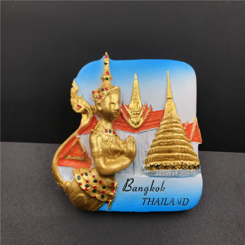 Национальный туристический сувенир, венгерский Дубай, Таиланд, Польша, Египет, Италия, Австралия, Германия, Испания, Бельгия резина, магнит на холодильник - Цвет: Thai Golden Buddha