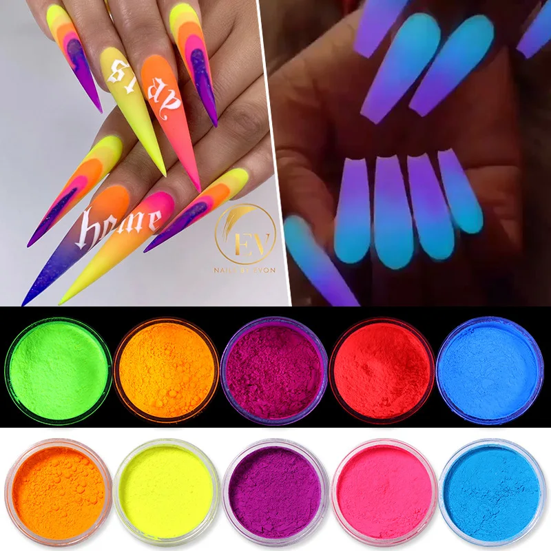 

Fluorescent Nail Powder Neon Phosphor Colorful Nail Art Pigment Longest Lasting 3D Glow Luminous Dust Decorations