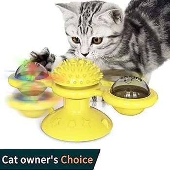 

Cat chew Toy Interactive Turntable with Suction Cup teeth cleaning Silicone Scratching Tickle Cats kitten Hair Brush for Pet