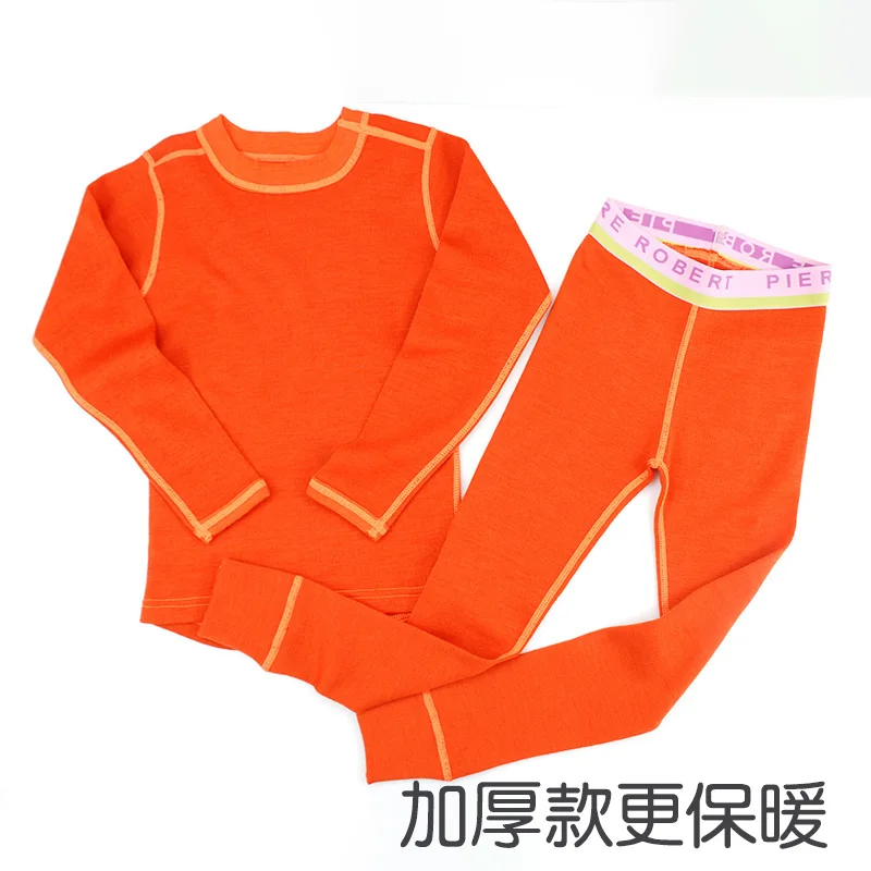 More thicker 250gsm Мериносовой шерсти дети термобелье установить тонкие кальсоны Unisex Мальчики Девочки детей от 1,5 до 14 лет - Цвет: More thicker 250gsm