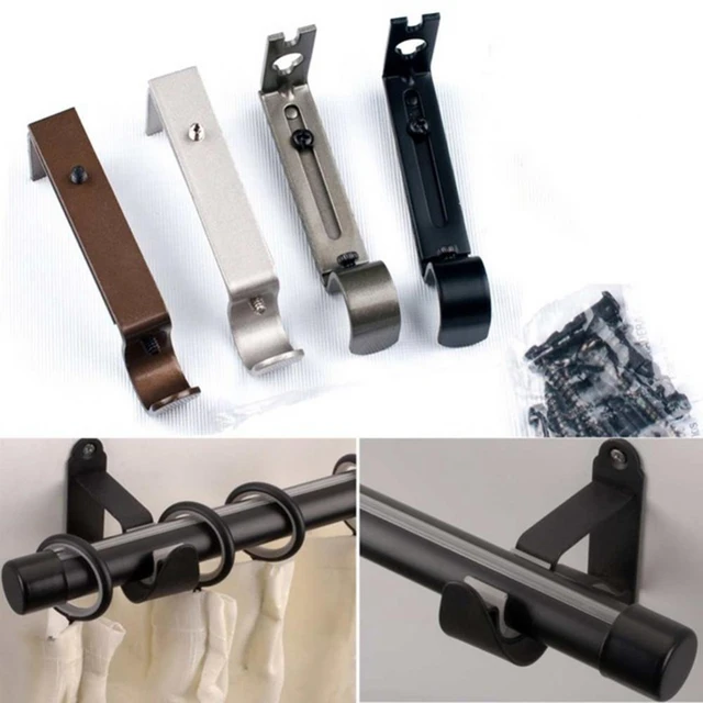 80%HOTAdjustable Iron Window Curtain Rod Bracket Holder Drape Bar Fixed Hook  Clamp