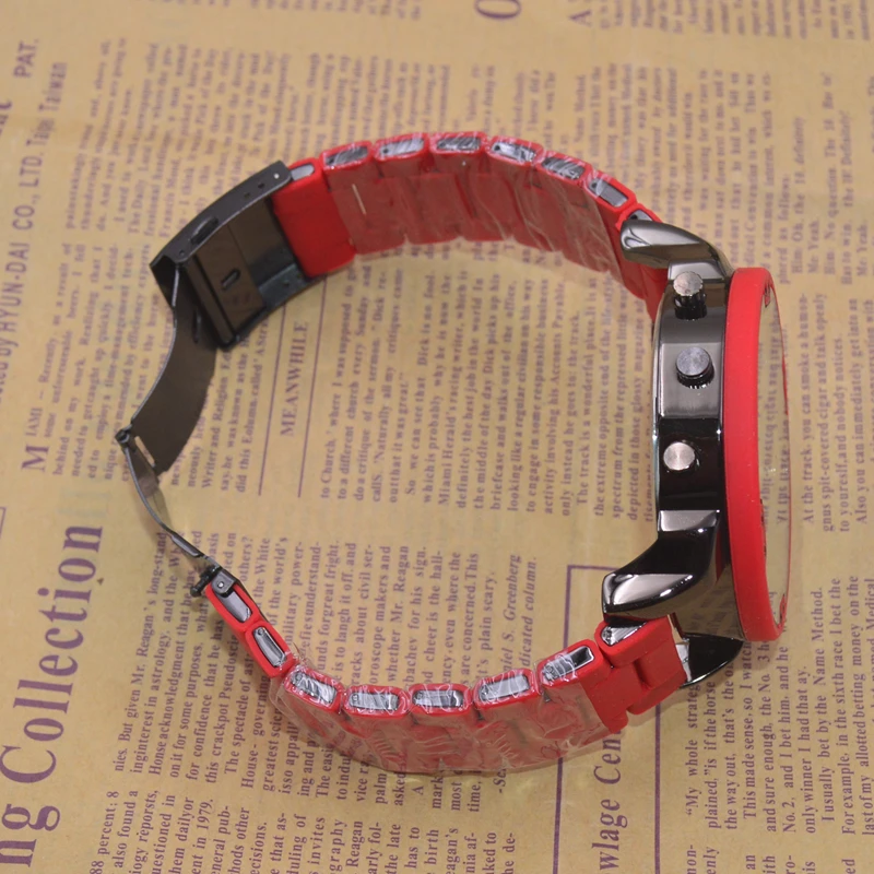 Мужские кварцевые часы красный двойной часовой пояс движения силиконовый ремешок для часов большой циферблат Автоматическая Дата люксовый бренд наручные часы 57 мм
