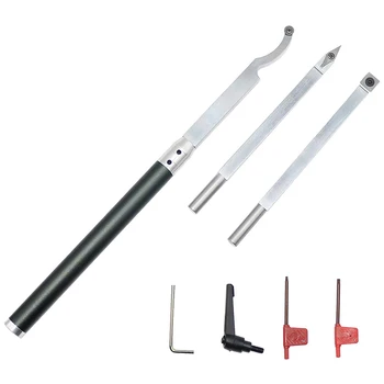 

3Pcs Carbide Tipped Woodturning Tools Wood Turning Tool with Interchangeable Handle for Wood Lathe