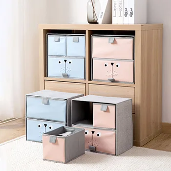 

Drawer Type Double-layer Storage Box Household Underwear Storage Box Fabric Wardrobe Storage Box Bra 4/16 Grids Storage Box