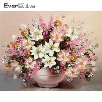 

Evershine Diamond Painting Flowers Picture Of Rhinestones Embroidery Daisy Full Square Crystal Mosaic Home Decoration Modern