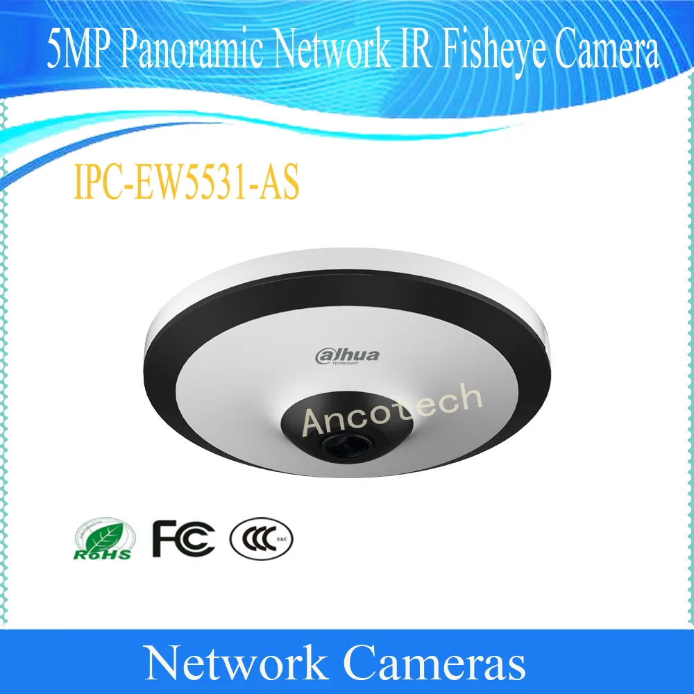 

Free Shipping DAHUA IP Camera WDR H.265&H.264 5MP Panaromic Network IR Fisheye Camera with POE DH-IPC-EW5531-AS