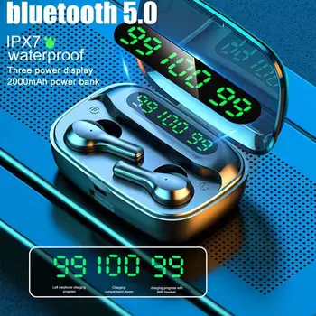 

2000mah Bluetooth Earphone V5.0 TWS Wireless Earphones LED with Microphone Headphones Waterproof Noise Cancel Headset Earbuds